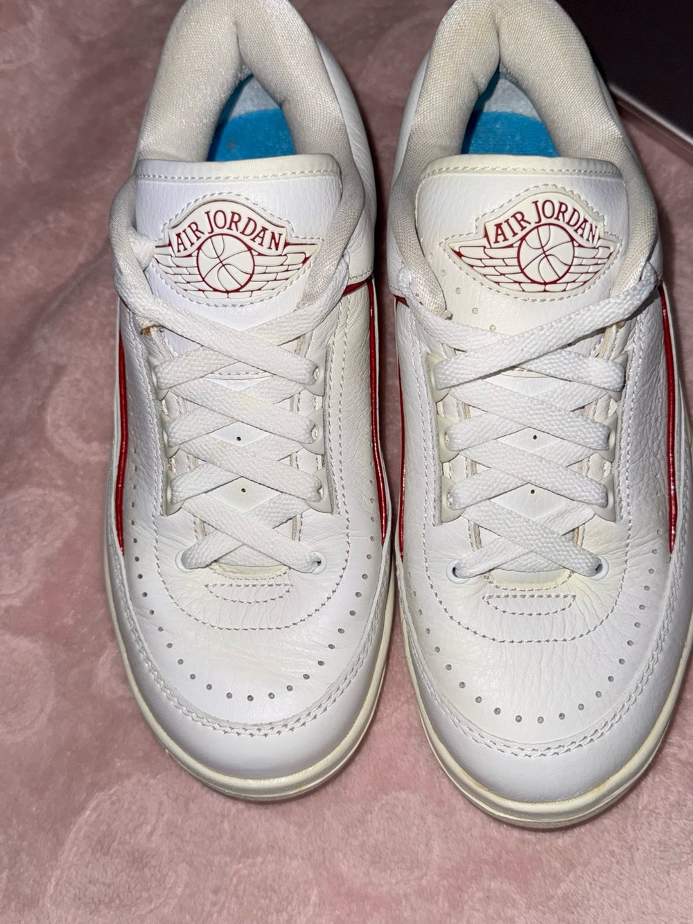 Jordan White Sneakers with Red Accents